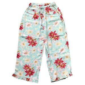 Vintage Romeo Romeo Floral Print Straight Leg Cropped Pants Small 100% Rayon USA